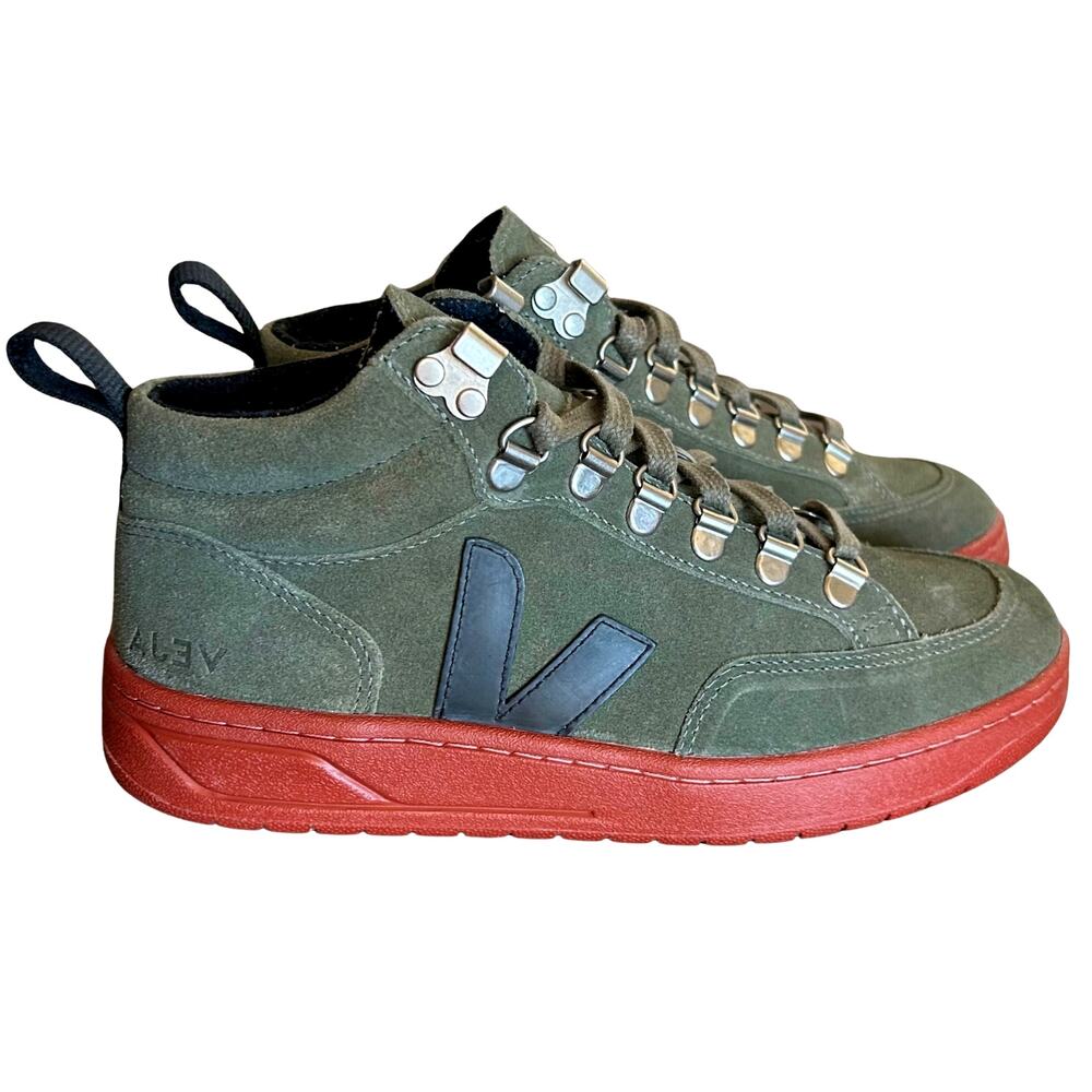 Veja Roraima Suede Mid Top Sneakers 36 US 5 Olive Green Rust Sole Made Brazil